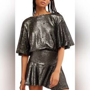 Free People Women's Manuka
Sequin Flutter-Sleeve Mini Dress. Medium